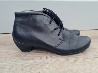 Ecco Damen Absatz Stiefel UK 6 EUR 39 Schwarz Leder Schnürung Sculptured Shape Women