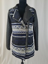 Forever 21 women S faux leather sleeves fabric moto jacket Gorpcore Streetwear