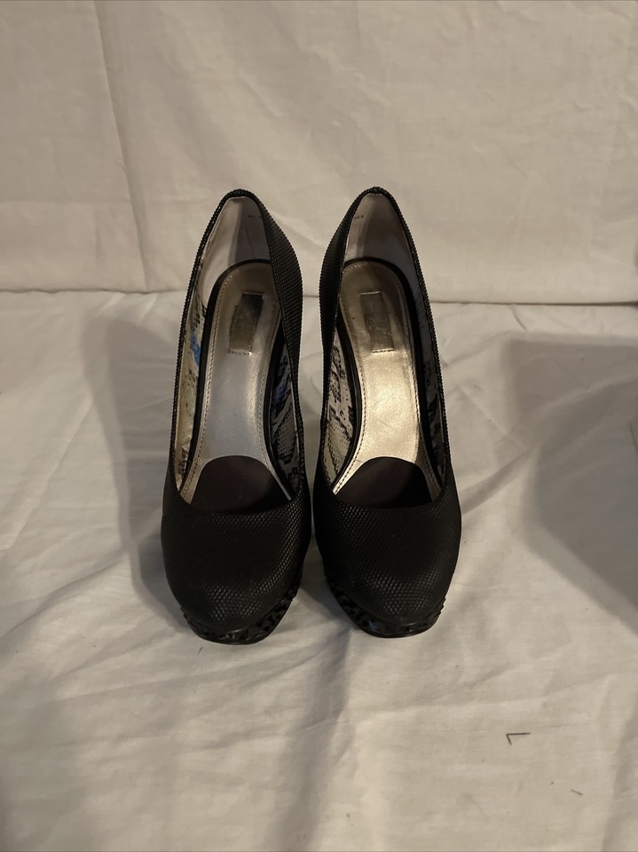 Rachel Rachel Roy Stiletto Platform Heels Kalyssa Black Textured Vinyl ...