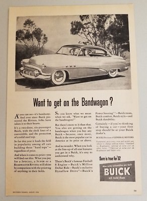 1952 Print Ad The Buick Riviera 2-Door Car Fireball 8 Engine