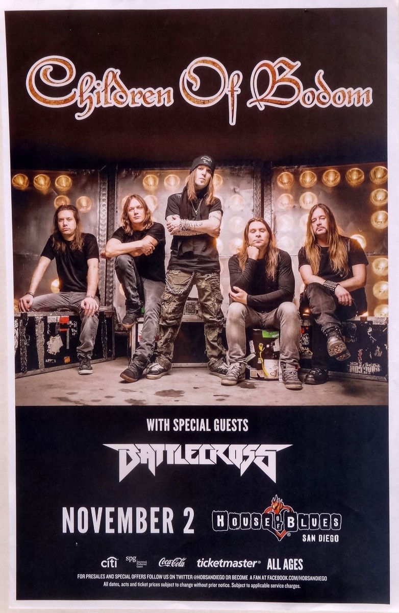 CHILDREN OF BODOM / BATTLECROSS 2014 SAN DIEGO CONCERT TOUR POSTER