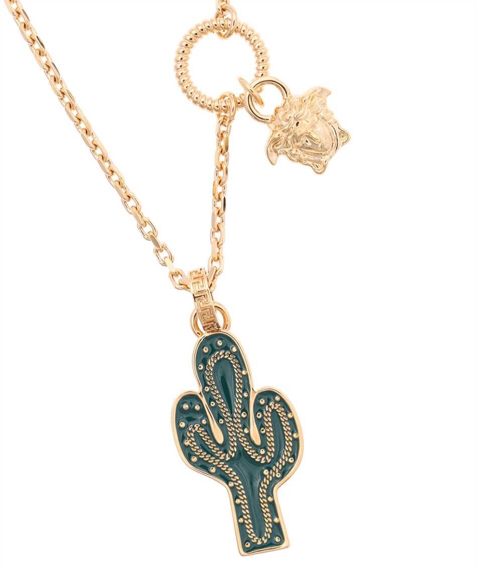 NWT Versace Men's Western Cactus Pendant Necklace - Gold / Green