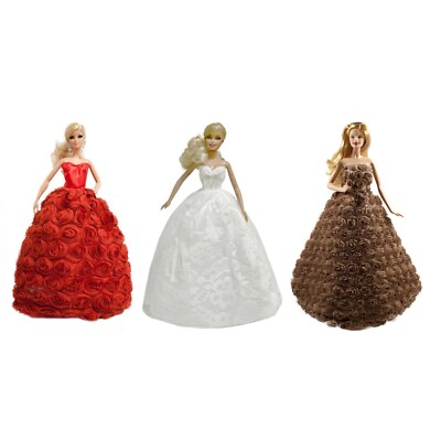 3-pack Sweetheart Floral Gown Covered with Roses for 11.5 inches Doll