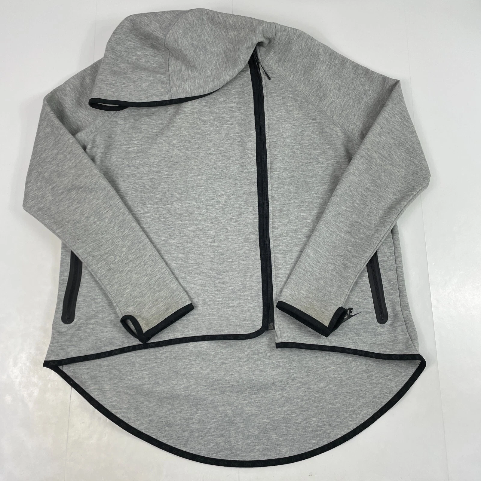 Nike Hoodie Womens Large Gray Tech Fleece Asymmetric Cape Running Workout Gym
