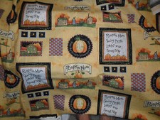 QUILTING SEWING FABRIC UNWASHED COTTON PUMPKIN MOON HALLOWEEN FALL HARVEST