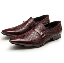 Carving Men's Dress Shoes Pointed Toe Buckle Formal Slip On Loafers Fashion Chic