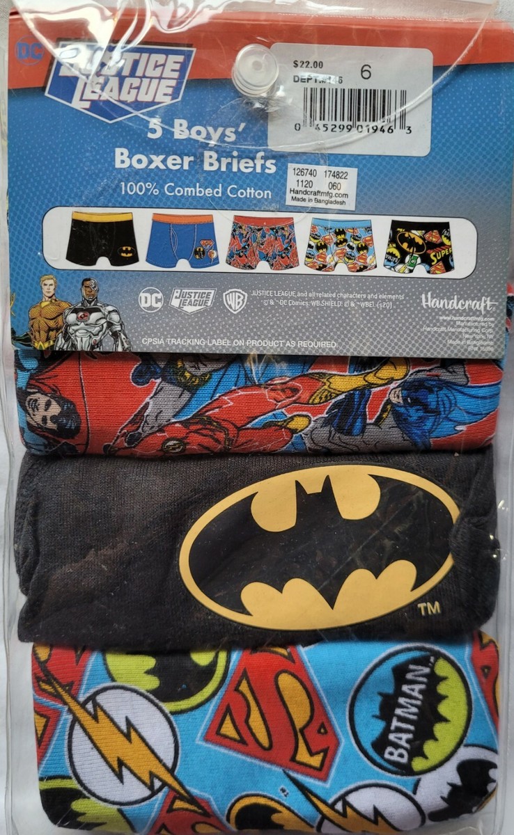 Justice League Boy Boxer Briefs Size 6 Pack of 5 (100% Cotton) | eBay