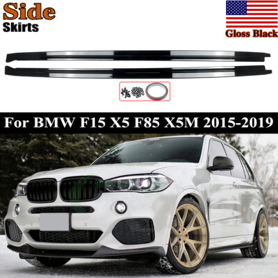 Glossy Black Side Skirts Rocker Panel Extentions For BMW F15 X5 F16 X6 2015-2019
