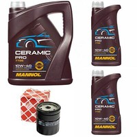 MotoröL Set Mannol 10W-40 Ceramic Pro 7 Liter + ÖLfilter FüR Opel Frontera B 2.2