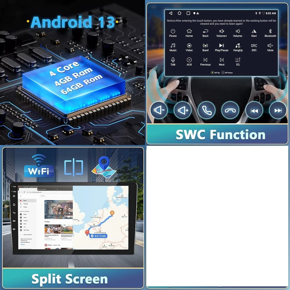 For 1994-2002 Dodge Ram 1500 2500 3500 Android Car Radio Carplay GPS NAVI 64GB Foto 4 de 4