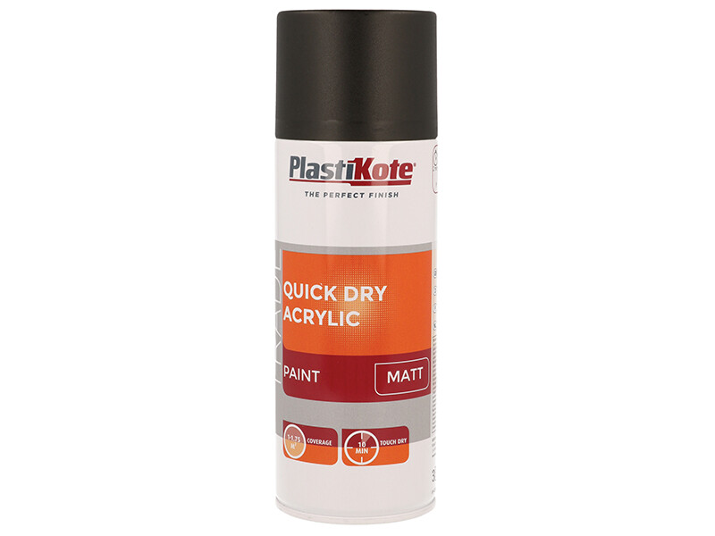 Plastikote Black Trade Quick Dry Acrylic Spray Paint Matt 400Ml 071008 - Image 3