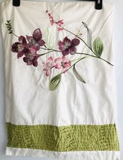 Royal Heritage Home Embroidered Floral Pillow Cover Sham Ivory Cotton