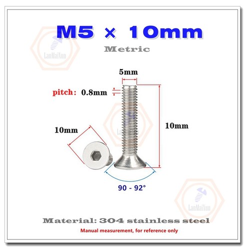 Bullone a vite testa piatta testa affondata testa esagonale a brugola inox M4/M5/M6 304 6mm-150mm - Foto 33 di 86