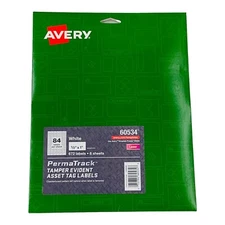 672 Labels Avery 60534 PermaTrack 1/2" x 1" Tamper Evident Asset Tag Labels