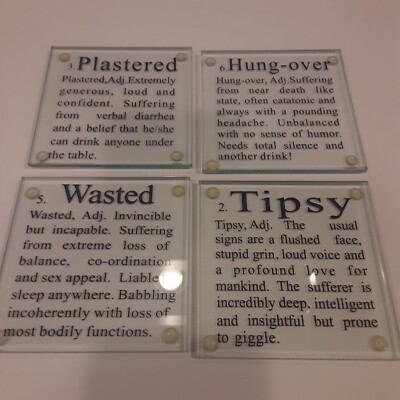 How Drunk Are You Glass Coasters x4 Novelty  Party