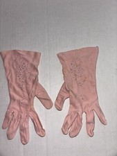 Antique Pink Women  s Day Gloves With Floral Inlay