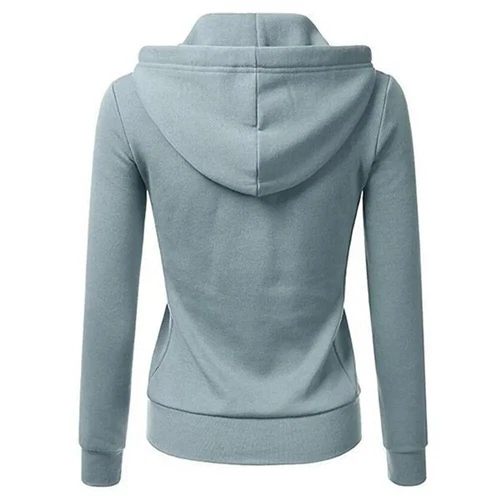 Felpa con cappuccio donna zip intera leggera tasche giacca full zip essenziali casual - Foto 7 di 22