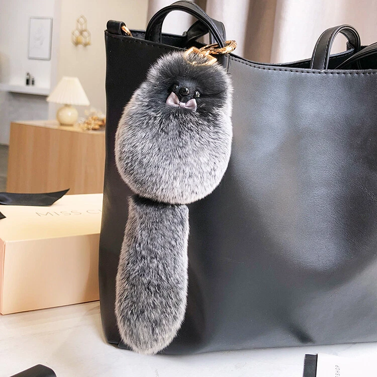 Real Rabbit Fur Fox Keyring Pompom Ball Bag Charm Purse Phone Furry Pendant  Gift