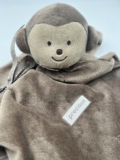 Carter's PRECIOUS FIRSTS Brown MONKEY Lovey Security Blanket Toy Rattles EUC