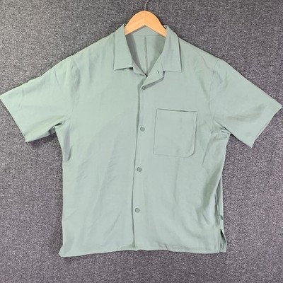 Lululemon Airing Easy Camp Shirt Men 2XL Green Short Sleeve Stretch Performance