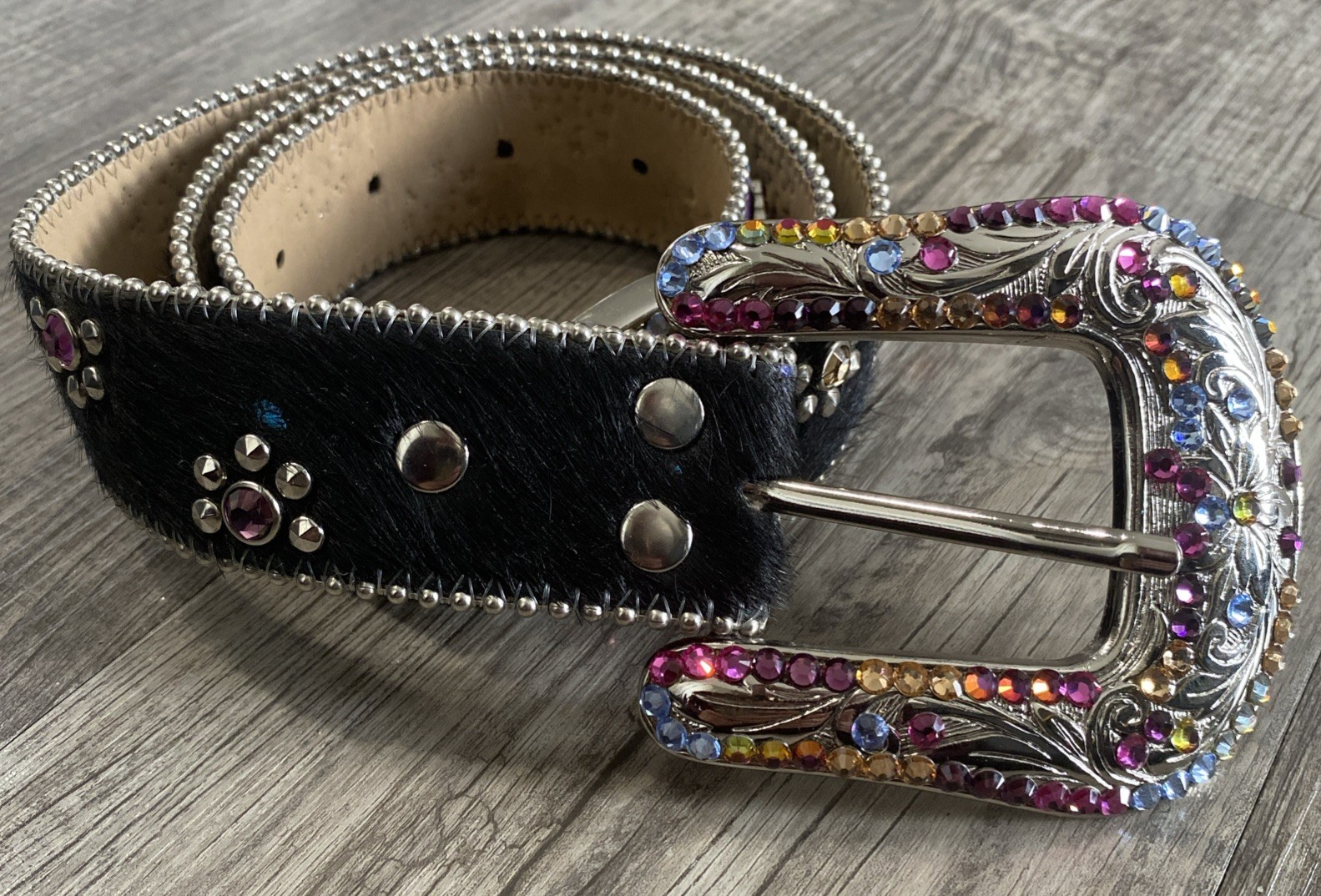 B B Simon XXL Western Bling Swarovski Crystals With Black Pony