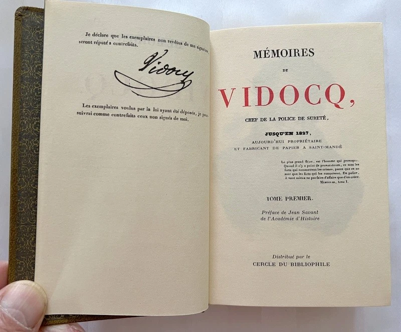MEMOIRES DE VIDOCQ – 4 VOLUMES – 1968 - Photo 4/4