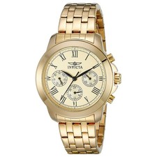 Invicta Women's Watch Specialty Date Gold Tone Dial Plated Steel Bracelet 21654