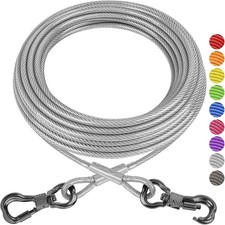XiaZ 30ft Dog Tie Out Cable, Heavy Duty Chains for 250lbs 30ft, Silver