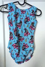 Foxy's Gymnastics Leotard Skates Printed Blue Pink CL