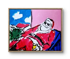 Aleph Original Art Santa Chillin 14x11 Contemporary Expressionist Painting
