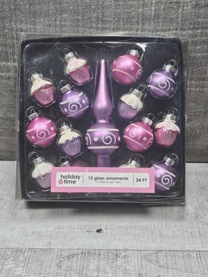 Target 15 Count Holiday Mini Pink Purple Cupcake Ornaments Christmas New G10a