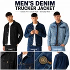 Mens Denim Jacket Trucker Jacket Classic Western Style Jeans Vintage Coat S-3XL