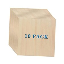 10 Pack Basswood Sheets 3mm 10 x 10 x 1/8 Inch Plywood Board, Thin Natural