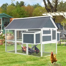 84  Large Chicken Coop Outdoor Wooden Hen House Poultry Cage w/ 2 Nesting Boxes