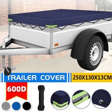 Blue Trailer Cover With Bungee Cord 8'x4' - Heavy Duty Waterproof Tie Down 600D