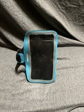 Blue Cell Phone Armband with 6"x3" Display Area and Adjustable Strap- Good Cond