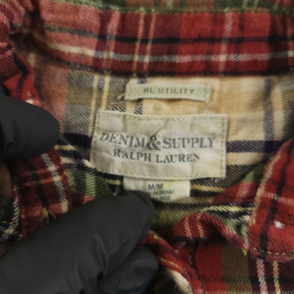 Рубашка женская Ralph Lauren Denim & Supply средняя клетчатая фланелевая красно-зеленая повседневная - Изображение 3 из 4