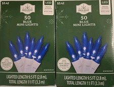 Lot Of 2 50 BLUE Mini LED Lights on White Wire 21 ft CHRISTMAS. NEW