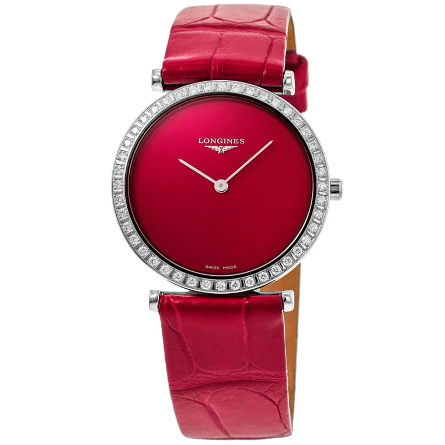 Nuevo reloj para mujer Longines La Grande Classique cuarzo esfera roja L4.523.0.91.2