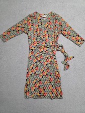 Beau & Oli Geometric Honeycomb Wrap Dress UK 10 Multi Hexagon Made In England