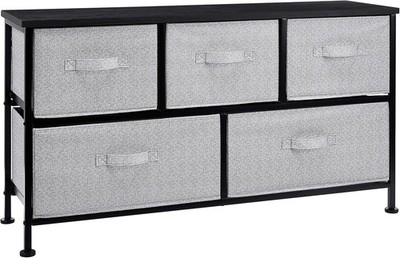 Amazon Basics Extra Wide Fabric 5-Drawer Storage Organizer Unit for Closet, Blac