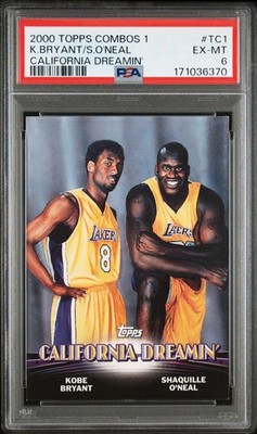 2000-01 Topps Kobe Bryant, Shaquille O'Neal #TC1 - PSA 6 - Los Angeles Lakers