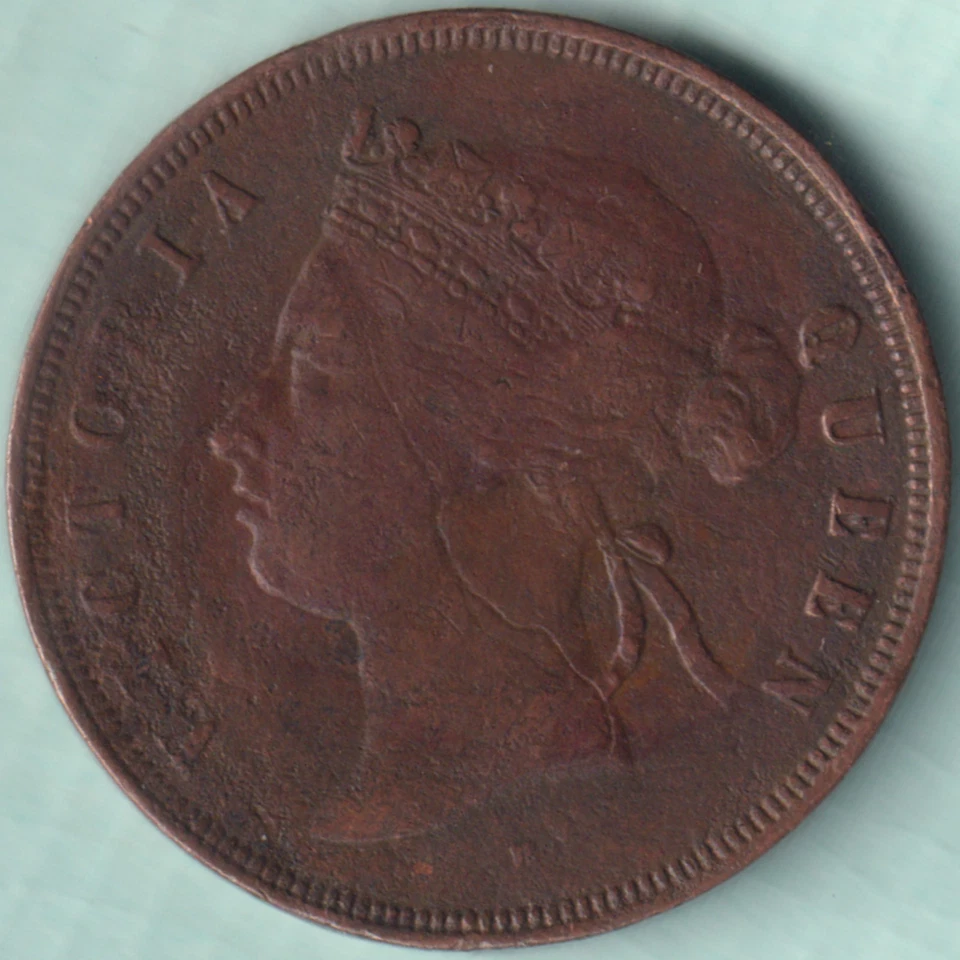STRAITS SETTLEMENTS 1872 VICTORIA QUEEN ONE CENT RARE COPPER COIN - Image 2 of 2