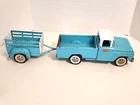 1960's TONKA Pressed Steel, Blue Fisherman Deluxe Pick-Up Truck W/Stake Trailer