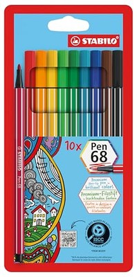 STABILO 10 Count Multicolor Felt Tip Markers Pen 68 High Quality Ink Set