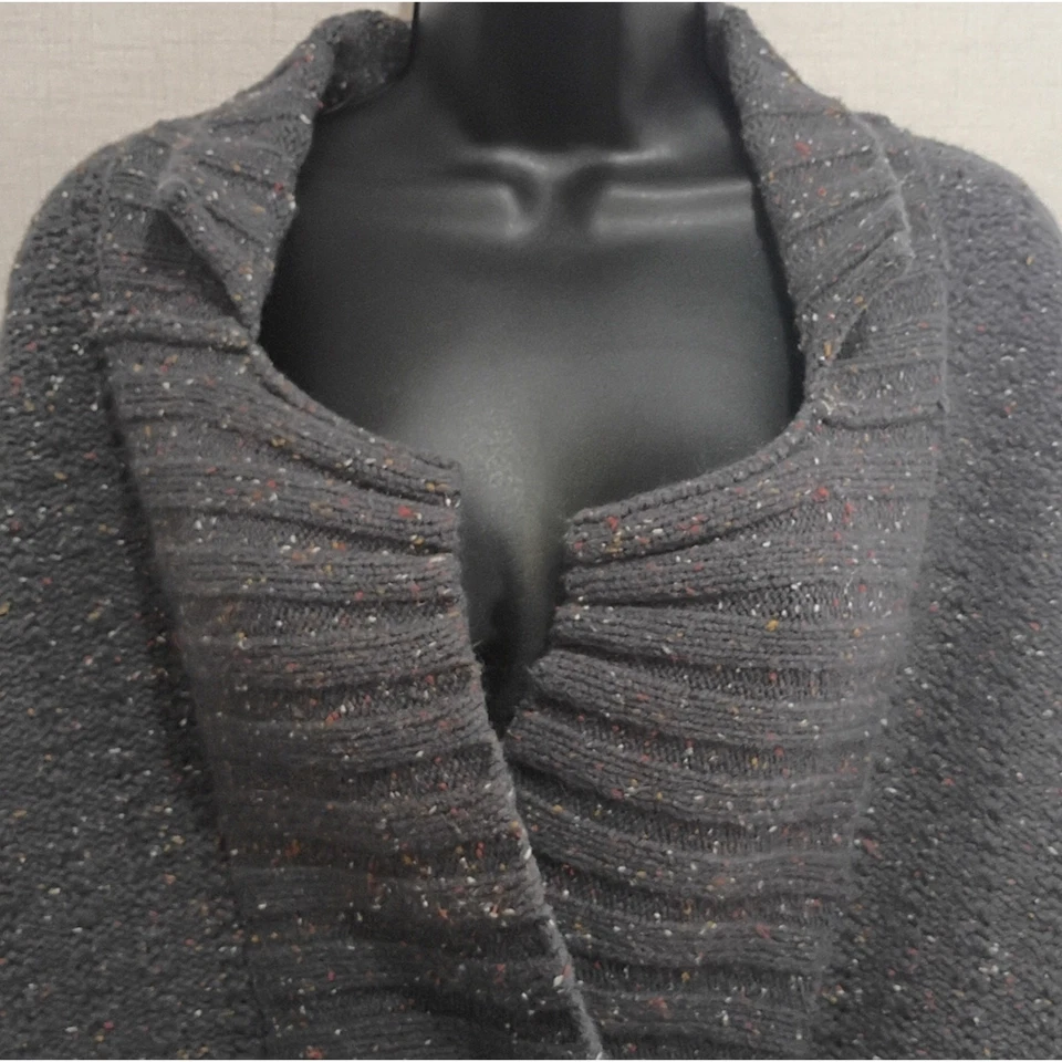 Suéter feminino Hurley top grande cinza com botões mistura de lã casual clássico grosso - Imagem 3 de 4