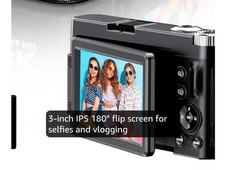 4K Digital Camera for Photography Autofocus,48MP Vlogging Camera,180 Flip Screen