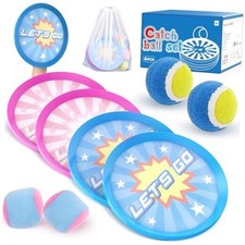 4Pcs Catch Ball Game for Kids, Outdoor Toys for Age 3-7, 4 paddles 4 balls