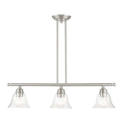 Livex Moreland 3 Light 30  Linear Light Brushed Nickel Hand Blown Glass 1913P