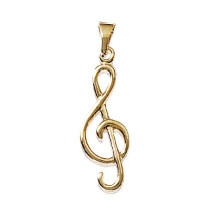 Pendentif clé de sol en plaqué Or dore pour musicienne